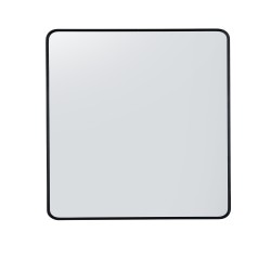 750x750x40mm Black Aluminum Framed Rectangle Bathroom Wall Mirror Rim Round Corner